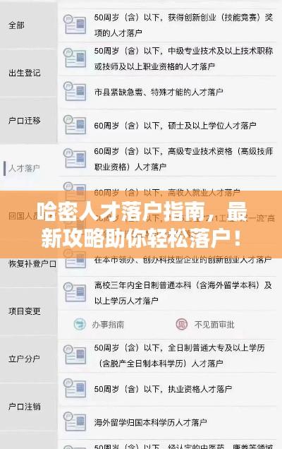 哈密人才落户指南，最新攻略助你轻松落户！