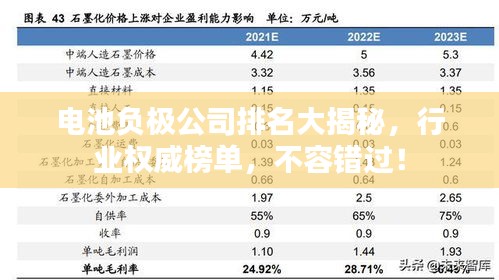 电池负极公司排名大揭秘，行业权威榜单，不容错过！