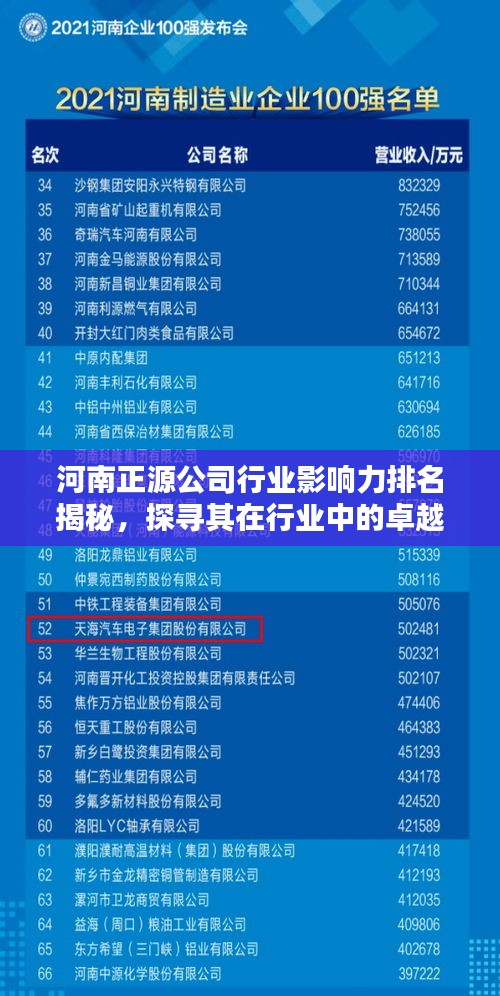 河南正源公司行业影响力排名揭秘，探寻其在行业中的卓越地位